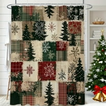 Hometravel Christmas Themed Shower Curtain, 180x150cm Bathroom Partition Decor, Holiday Pattern Waterproof Liner for Bathroom, Seasonal Home Decoration