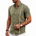 thumbnail image 6 of Mens Guayabera Shirts Short Sleeve Casual Cuban Linen Shirt Button Down Beach Summer Mexican Shirts Army Green L, 6 of 9