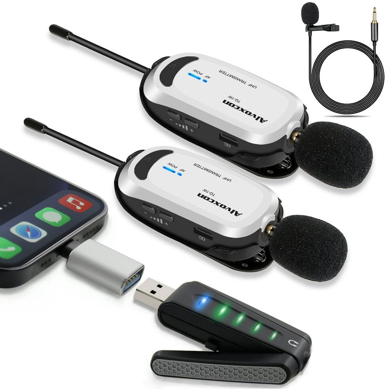 UHF Wireless Lavalier Microphone with Lapel Mic Transmitter