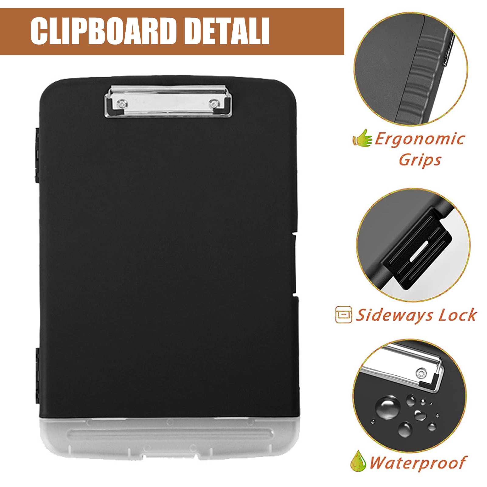 Sylvtty Heavy Duty Clipboard with Storage And Pen Holder Black Enclosed Clipboard Box for Nurses Drivers Contractors Teachers
