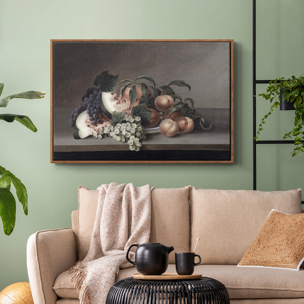 Vintage Botanical Print-XLII By Wexford Home Framed in Walnut Wood Gallery Wrapped Canvas 27 in. x 41 in.
