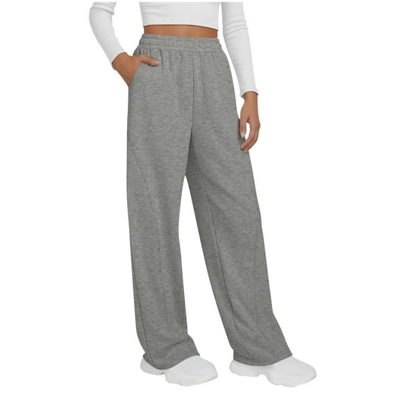 ZunFeo Women's Wide-Leg Pants Gray Size L - Elastic Waistband, Polyester-Spandex Blend, Stretchy Soft for All-Day Comfort, Casual/Loungewear/Daily Errands