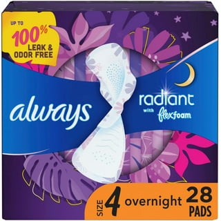Always Pure Cotton Feminine Pads With WIngs, Size 4, Overnight Absorbency,  20 CT 