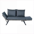thumbnail image 3 of Outdoor Bench, Modern Foldable Patio Bench, Grey Wicker Charcoal Gray Cushion for Backyard Patio Indoor | Steel Wicker | Charcoal Dark Grey, 3 of 21