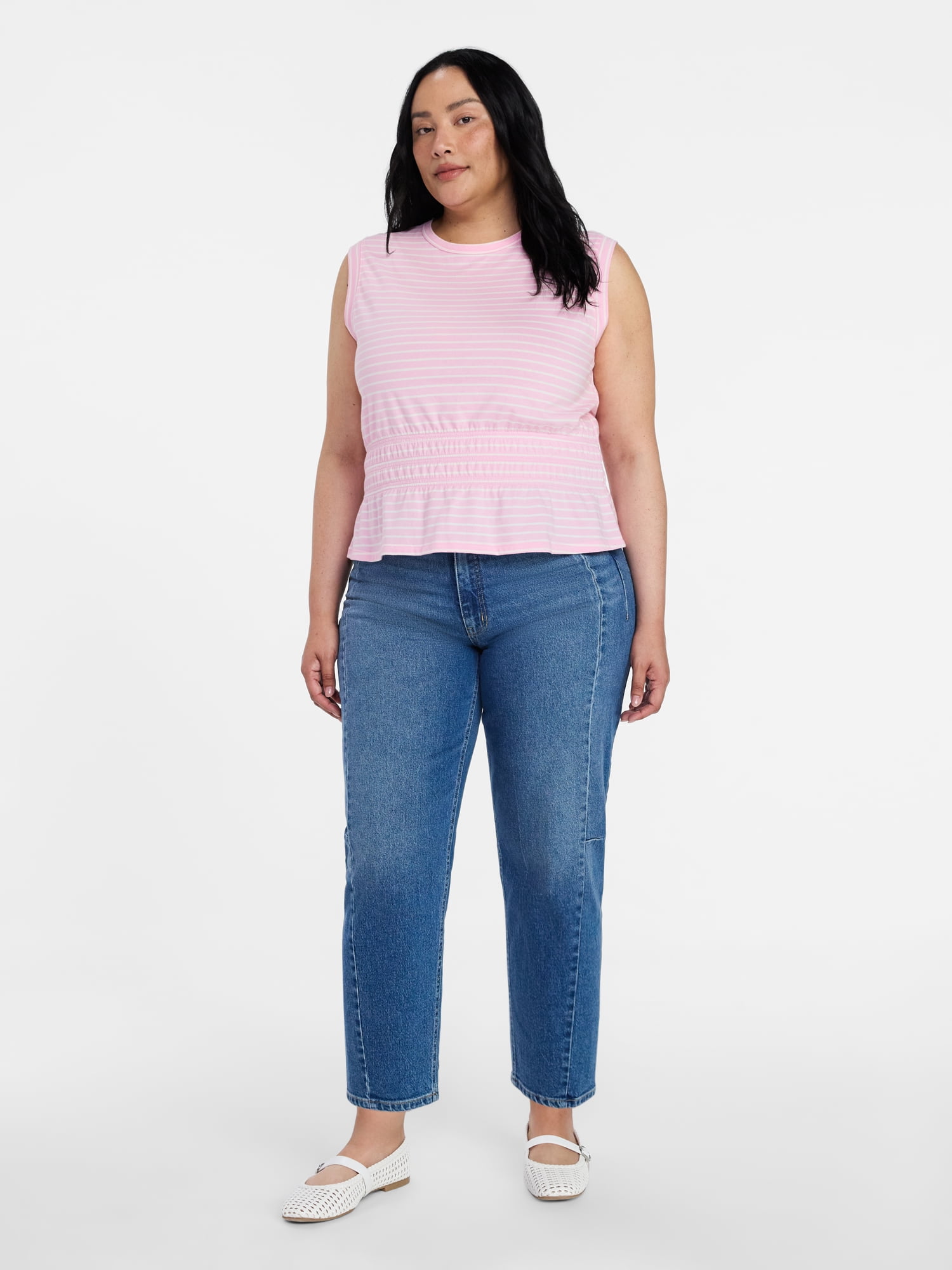 Time and Tru Women's Cotton Peplum Tank Top, Sizes XS-XXXL