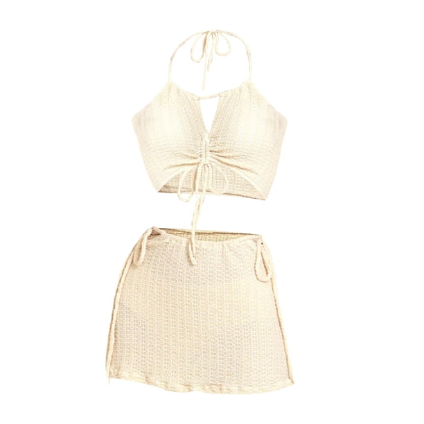 Traje de baño de 3 piezas para mujer, traje de baño decorativo, ropa de playa suave SG