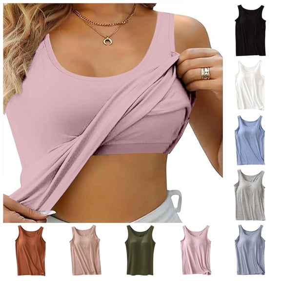 sususu Women Plus Size Shelf Bra Camisoles Wide Shoulder Strap Tank Tops Soft Comfy Cami Undershirt for Moms (Brick Red,L)