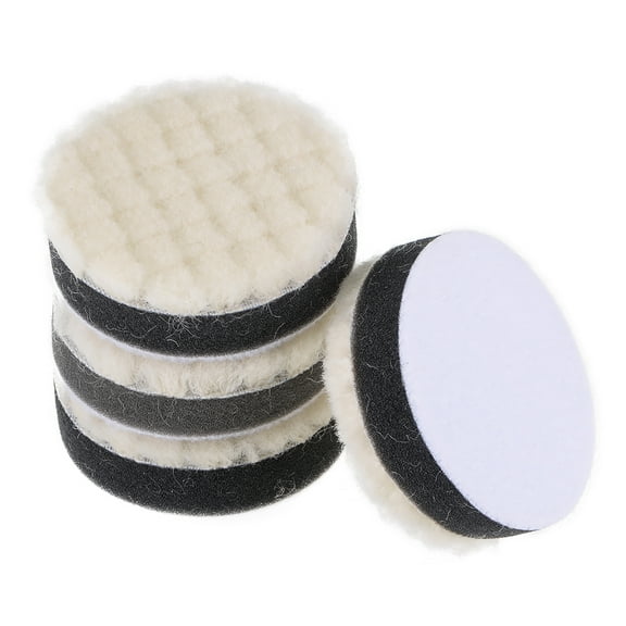 2" Wool Felt Sponge Polishing Pad Hook and Loop Buffing Wheel Medium Polishing for Orbital Polisher 4 Pcs