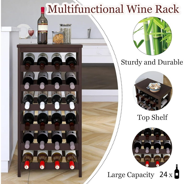 Wine Cellar Wine Rack 24 Inches Wide Bamboo Wine Rack, 24 Bottles