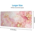 thumbnail image 3 of Pink Gold Marble Gaming Mouse Pad, Luxury Waterproof and Non-Slip Mousepad, Extended XL 31.5 x 11.8inches Desk Mat, 3mm Thick Rubber Base Desk Pad for Office Home, 3 of 7