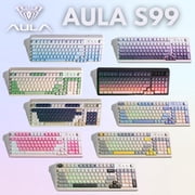 AULA S99-Key Tri-Mode Gaming Keyboard, Bluetooth/2.4GHz/USB-C, RGB Backlit, Numpad, Media Knob, Mechanical Feel, Pink