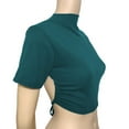 thumbnail image 5 of ZQGJB Women's Backless Tie Back Short Sleeve T Shirt Club Crop Tops Basic Solid Color Athletic Workout Tee Shirts Army Green M, 5 of 6