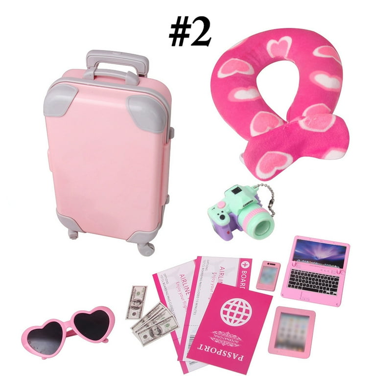 Doll Travel Kit Decorative 15PCS Lifelike Doll Suitcase Set Doll