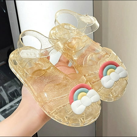 

Simplmasygenix Baby Girls Shoes Cute Fashion Sandals Yellow Soft Sole Clearance Toddler Fruit Jelly Colors Hollow Out Non-slip Beach Roman