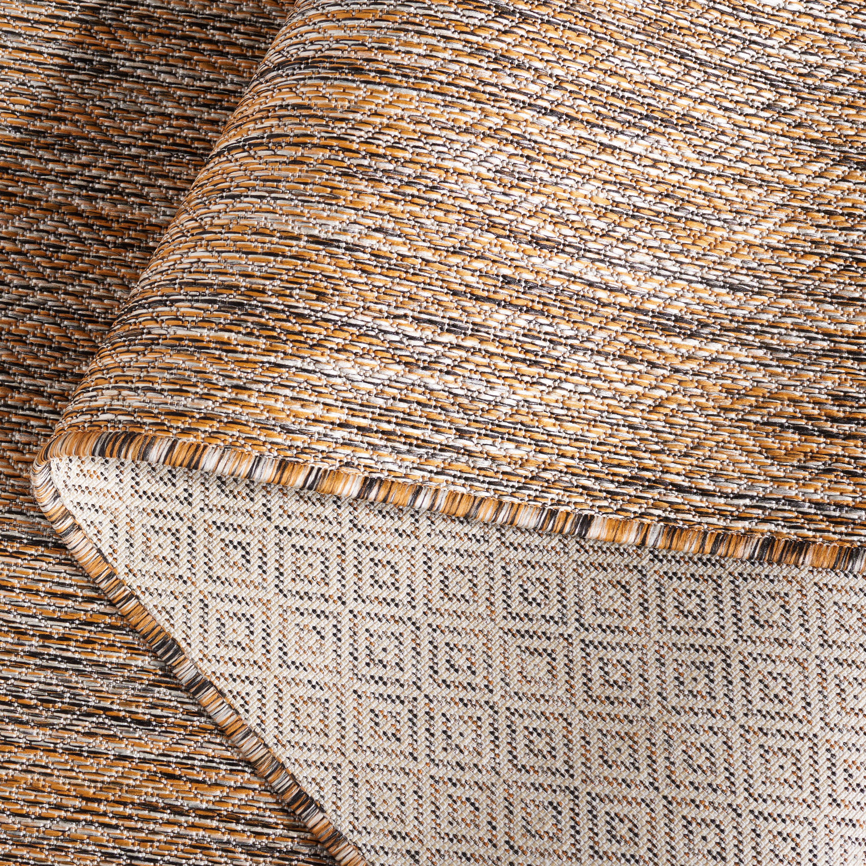 Safavieh Courtyard Mitre Geometric Indoor/Outdoor Area Rug, Dark Gray/Rust, 6'7" x 6'7" Square
