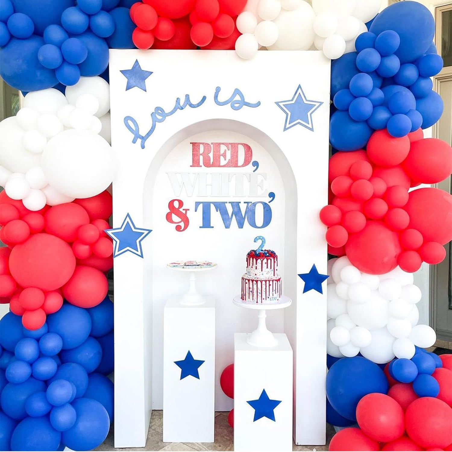 Red Blue White Balloons, 60 Pcs 12 Inches Red White Blue Balloon Set, Blue and Red Party Balloons for Boys Kids Birthday Shower Graduation Party Decorations
