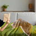 thumbnail image 3 of Cat Soft Flannel Fleece Blanket, Animal Theme Cat Hunting a Ladybug Nature Grass Dandelions Digital Print, Cozy Plush for Indoor and Outdoor Use, 60" x 80", Earth Yellow Pale Green, by Ambesonne, 3 of 5