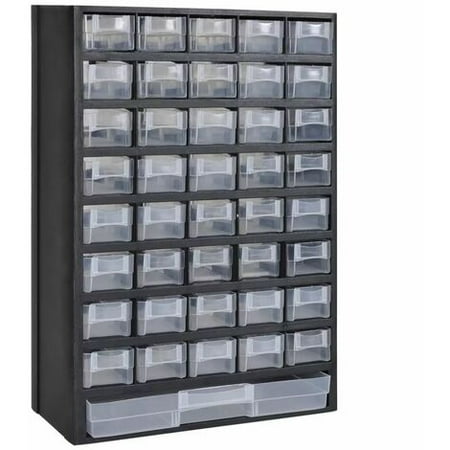 

Tool cabinet with 41 plastic drawers