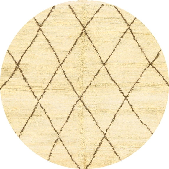 Ahgly Company Indoor Round Abstract Corn Yellow Solid Area Rugs, 7' Round