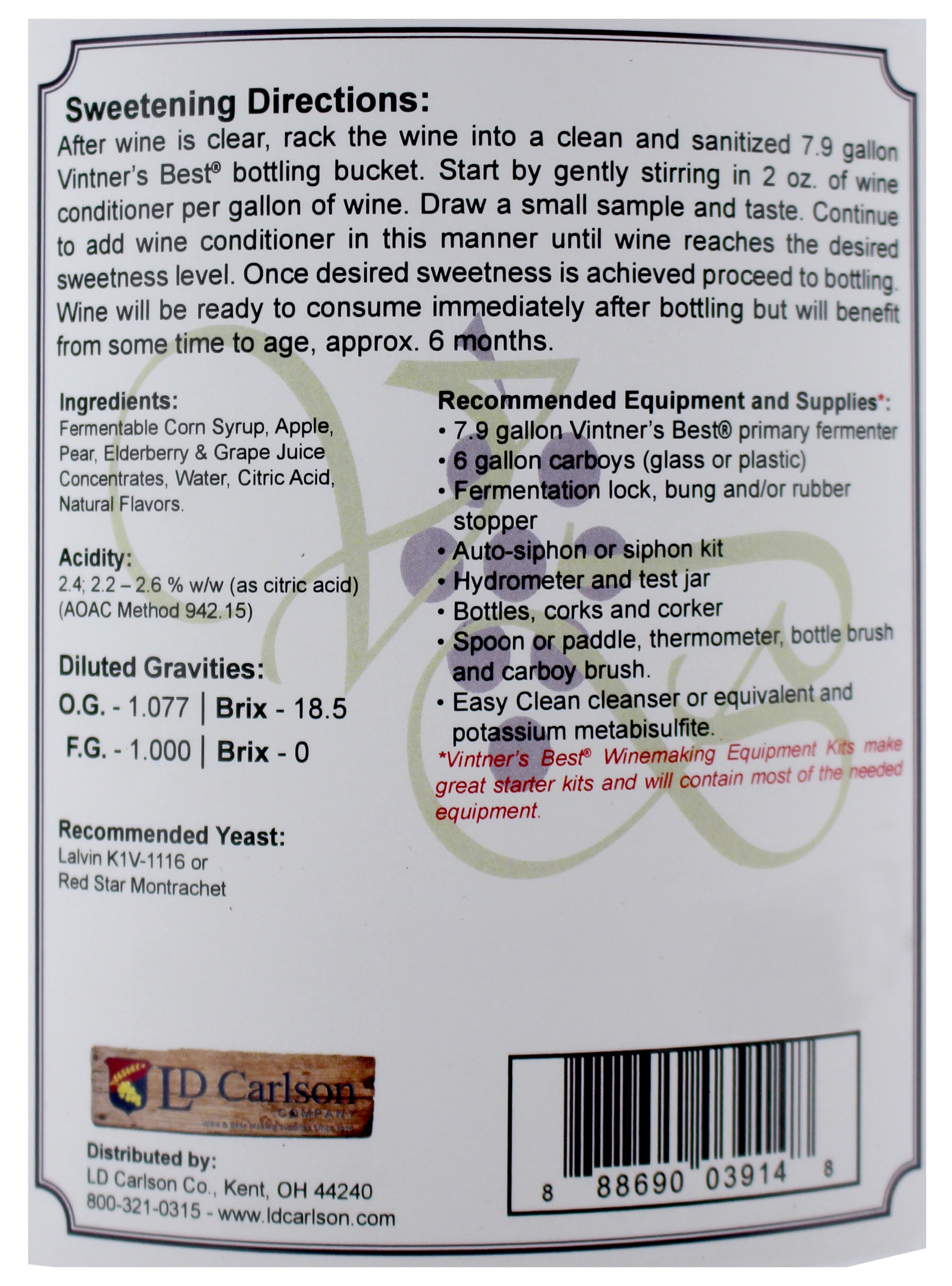 LD Carlson Vintner's Best Elderberry Fruit Wine Base