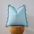 thumbnail image 3 of COOKCOK Scalloped Throw Pillow Covers Set of 2 for Living Room, Cotton & Linen, Boho Sytle Decorative Home. Fabric Feels a Little Stiff, Because Scalloped Edges Require, 18 x 18 Inch, Blue & Teal, 3 of 6