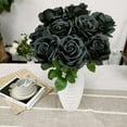 thumbnail image 4 of Asisol 12PCS Artificial Flower Fake Roses with Long Stems for Valentine's Day Wedding Bouquets Centerpieces Bridal Shower Party Home Decor (Black Green), 4 of 7