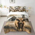thumbnail image 2 of Manfei Rustic Farmhouse Bedding Comforter Set 7 Pieces, Highland Bull Queen Bedding Sets, Old Barn Door Windmill Queen Sheet Sets, Lightweight Room Decor, 2 of 8