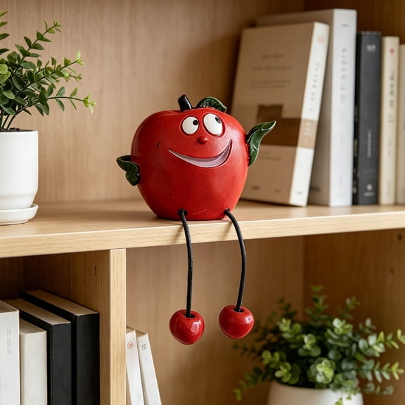 Home Decor,Desktop Ornament,Cute Resin Fruit Figurine With Dangling Legs,Decorative Accent For Shelves Windowsills And Outdoor Garden Spaces