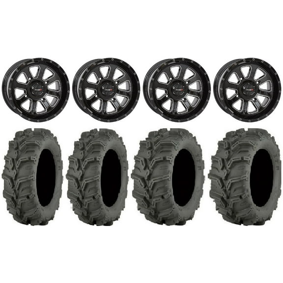 System 3 ST-4 Black 14" Wheels 27" Mud Lite XTR Tires Can-Am Maverick X3 / Honda Pioneer 1000 / Talon