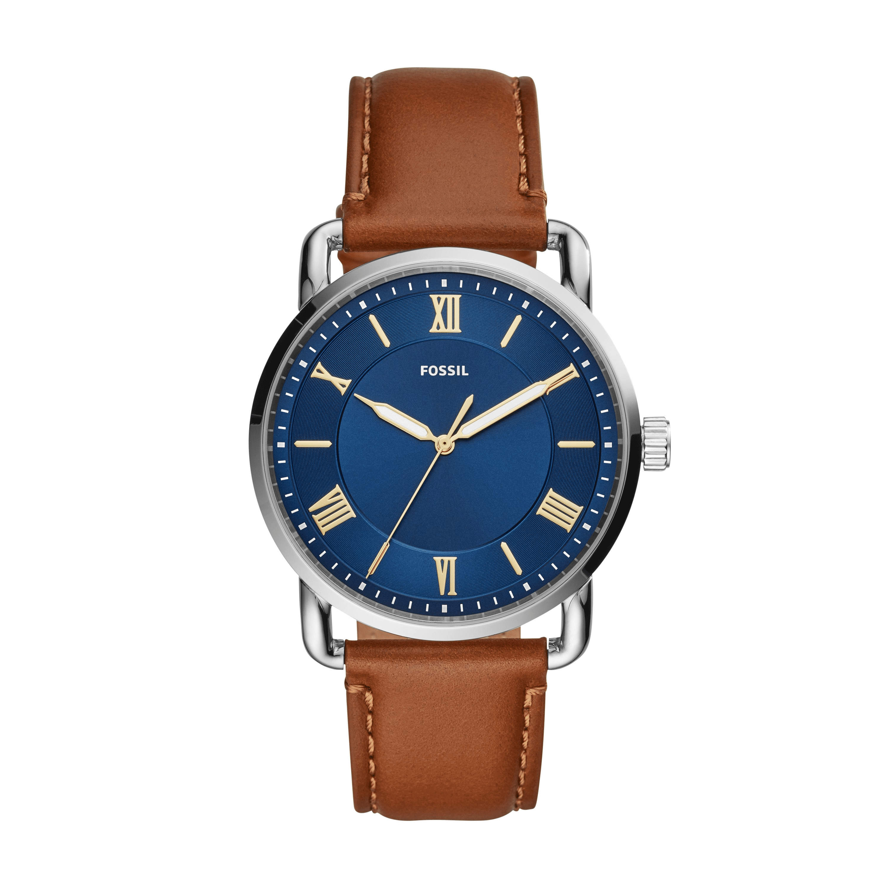 Fossil Men's Copeland 42mm Three-Hand Brown Leather Watch FS5666 -  Walmart.com