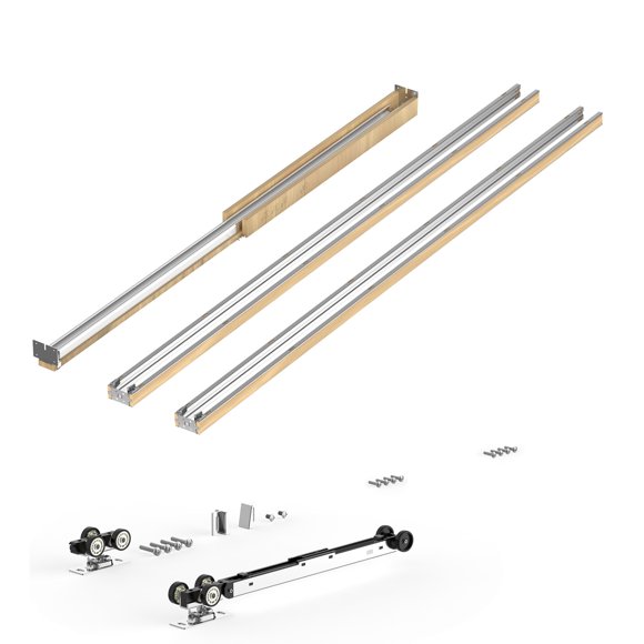 KFFKFF Pocket Door Frame Kit, for 24-36 in Wide 80 in High Door, Pocket Door Kit with Two-Way Soft Close Mechanism