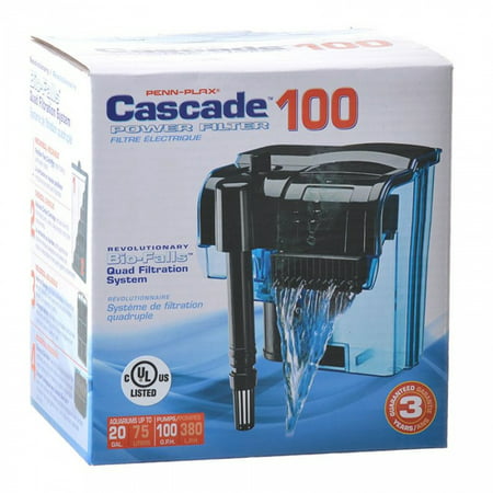 Cascade 100 Hang-on Power Aquarium Filter Up to 20 Gallons (100 GPH) - Pack of