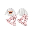 thumbnail image 3 of Aojekbee Little Girl Rugby Outfit, Letter Embroidery Long Sleeve Sweatshirt Flare Pants 2 Piece Set for Fall, 3 of 10