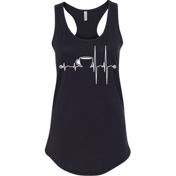 Coffee Cup Heartbeat Printed Women's Funny Tank Top Color Black Small