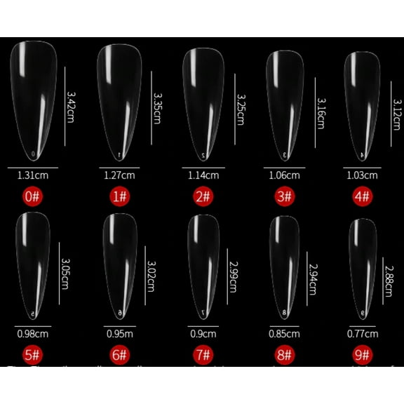 100pc Long Almond Full Cover Fake Nails False Nail tips Artificial Nails Press on nails CHOOSE Clear/Natural Jargod