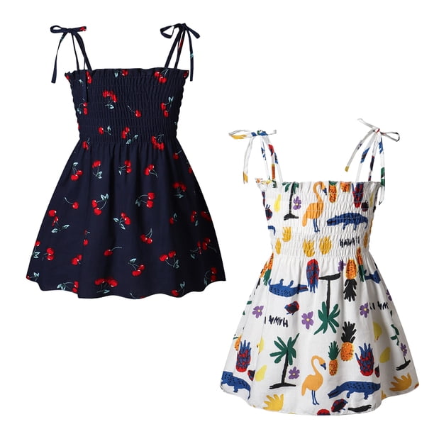 Vestido de verano para niñas pequeñas, vestido de verano con tirantes, falda, ropa para niñas pequeñas, vestido de túnica de verano para playa