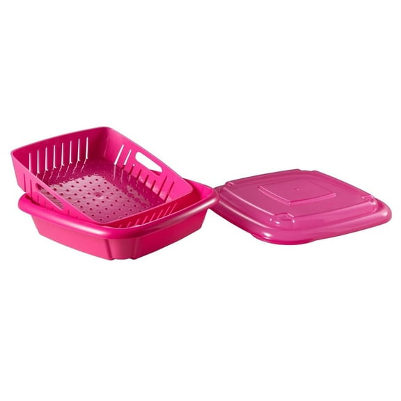 Hutzler 3-in-1 Bitty Box Berry Keeper, Berry Colander & Saver Container, 9oz / 1 Cup Capacity - Pink