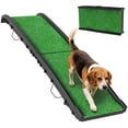 thumbnail image 2 of PawHut 61 Inches Folding Dog Ramp for Car, Truck, SUV, Portable Pet Ramp with Non Slip Grass Surface, Raised Side Rails, 2 of 9