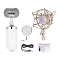 thumbnail image 4 of Professional White Uni-Directional Condenser Microphone Kit for Live Streaming & Recording - Includes Metal Pop Filter, Shockproof Mount, 3.5mm to XLR Cable - High Sensitivity, Low Noise, 20Hz-20KHz, 4 of 7