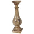 thumbnail image 1 of Traditional Style Distressed Ceramic Pillar Shaped Candle Holder, Brown, 1 of 1