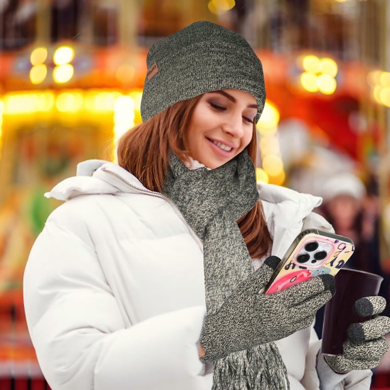 Winter Beanie Scarf Gloves Set, Touchscreen, Slouchy Hat, Long Scarf 81+30iZY-KL._AC_SL1500_.jpg main image 3