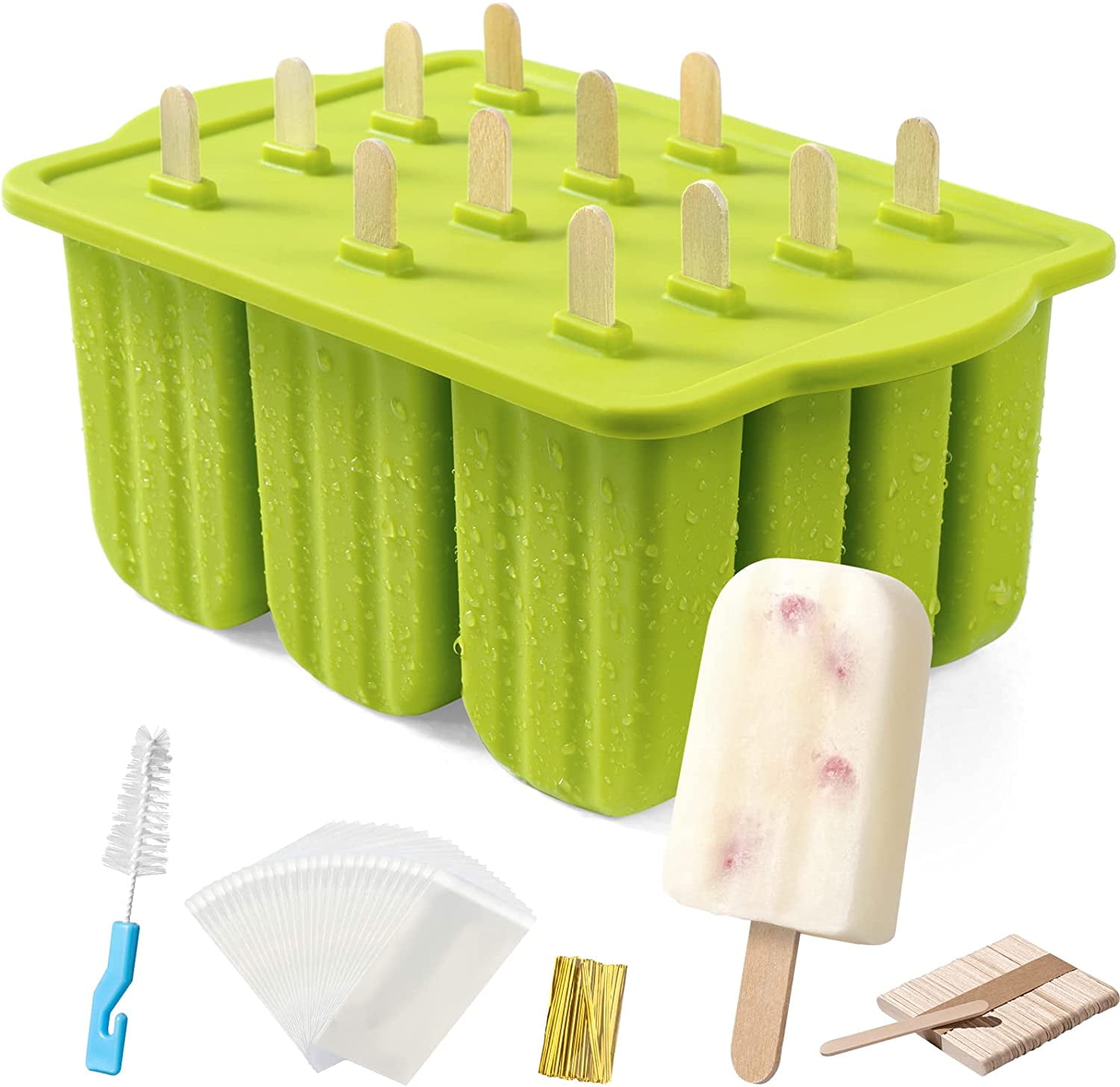 Easily-Removable DIY Ice Cream Mold BPA Free 6 Piece Silicone Ice Pop Molds Flexible Silicone Reusable Ice Pop Maker Pink Popsicle Molds 