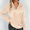 thumbnail image 6 of Timegard Satin Tops for Women Work Office Button up Shirts Long Sleeve Solid Color Casual Thin Tee, 6 of 7