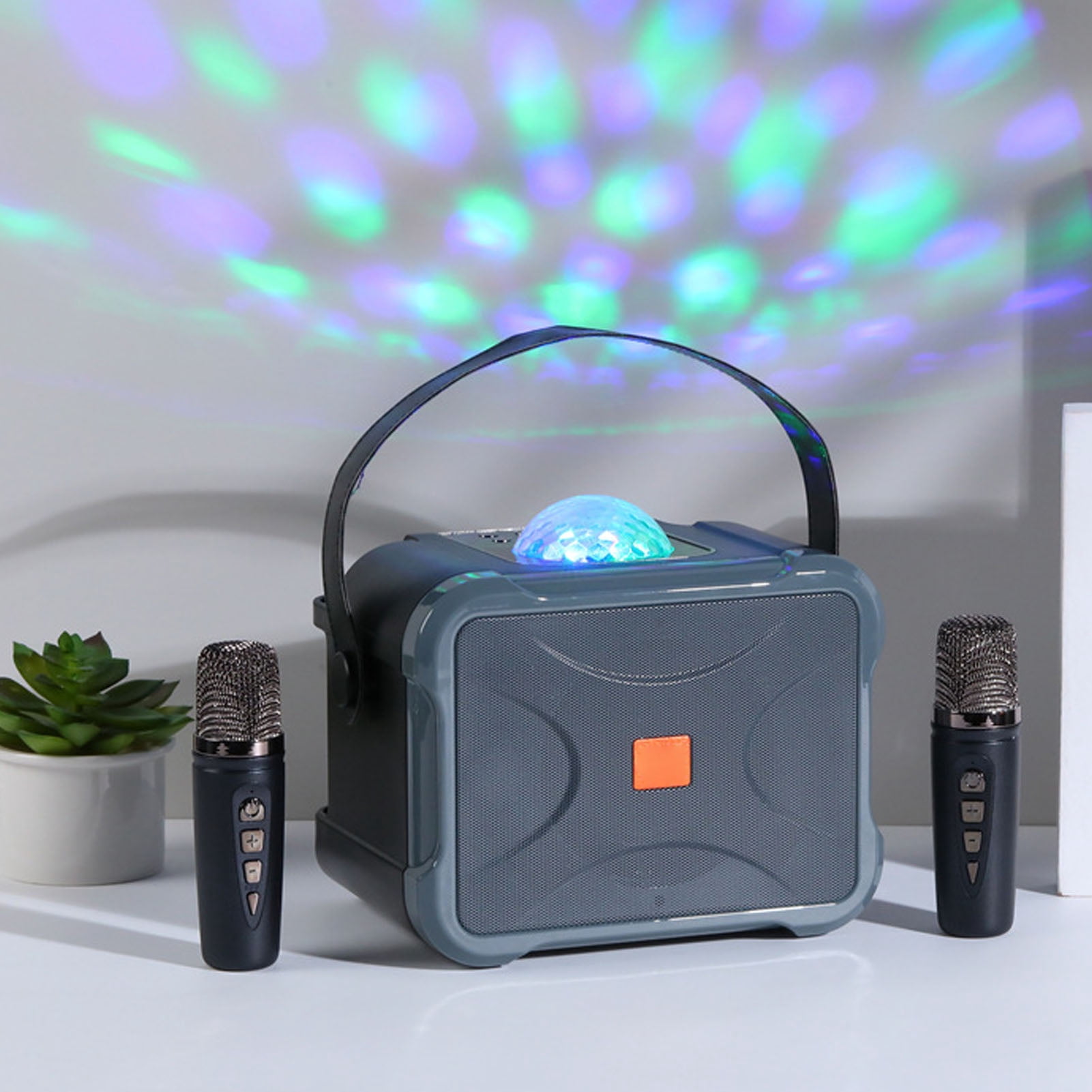 Suodoka Portable Wireless Bluetooth Speaker with Dual Mic Karaoke Machine for Kids Adults Grey (8.66 in / 22 cm)