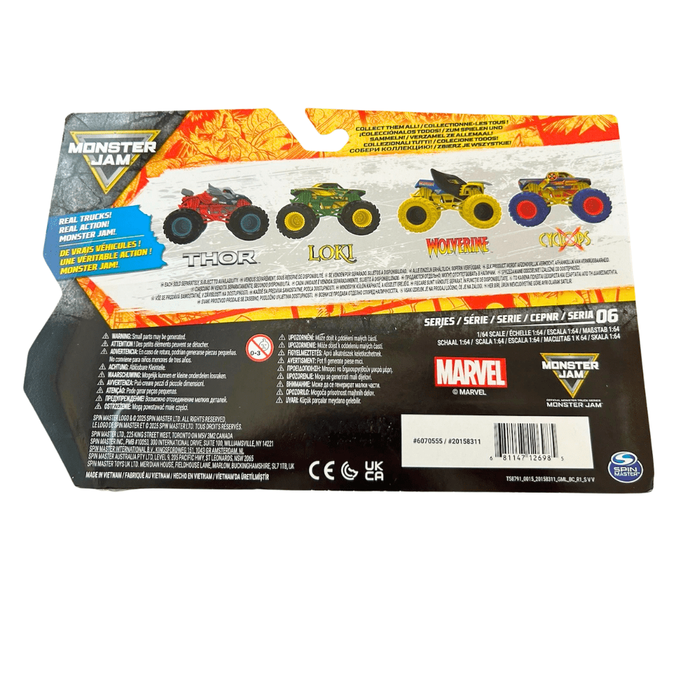 Monster Jam Marvel Wolverine vs Cyclops 1:64 Die-Cast Monster Truck 2 Pack, Series 6