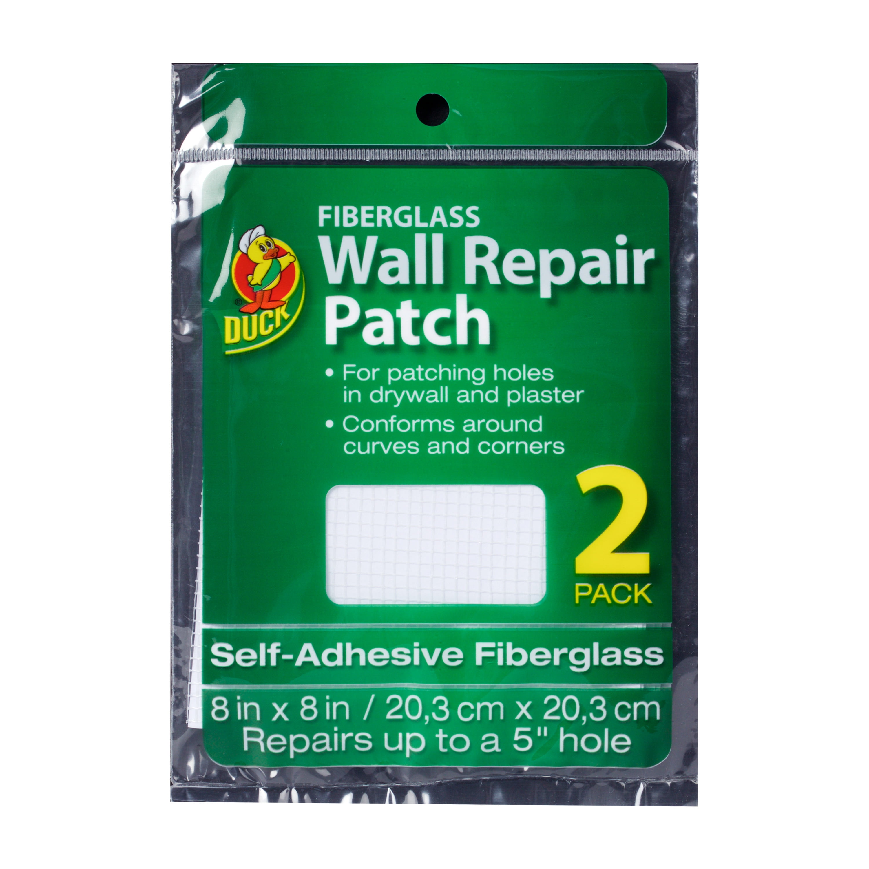 Duck Brand 8 in x 8 in White Fiberglass Wall Repair Patch, 2pack