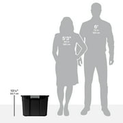 Sterilite 19 Gallon Stacker Tote, Durable Plastic Bin with Latch Lid, Black