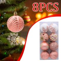 Axiiglly 8Pcs Christmas Balls Ornaments, 2.36" Shatterproof Christmas Balls, Multi-Pattern Painted Xmas Hanging Balls for Christmas Trees Decorations, Home Holiday Party Indoor Outdoor Decor-Pink