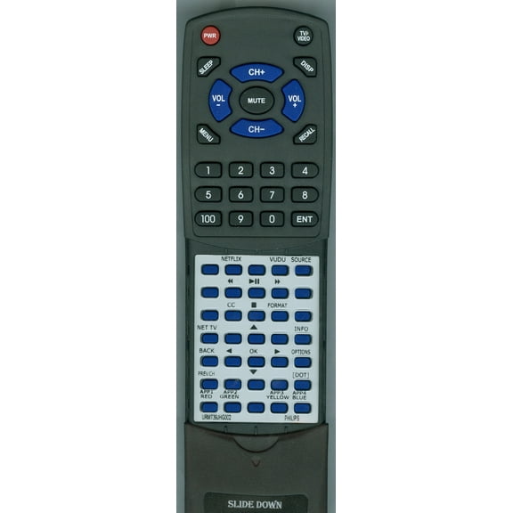 Replacement Remote for PHILIPS URMT39JHG002, URMT39JHG003, RTURMT39JHG002, 50PFL3908, 40PFL4908, 29PFL4908, 39PFL2908, 32PFL4908, 46PFL3608, 46PFL390