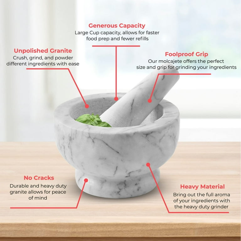 Heavy Duty Natural Granite Small Mortar and Pestle Set